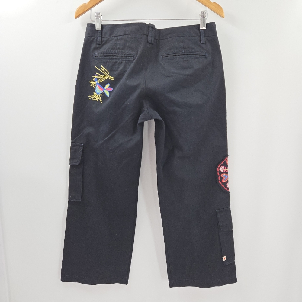 Johnny Was Pants Black‎ Embroidered Cargo Crop - Picture 5 of 15
